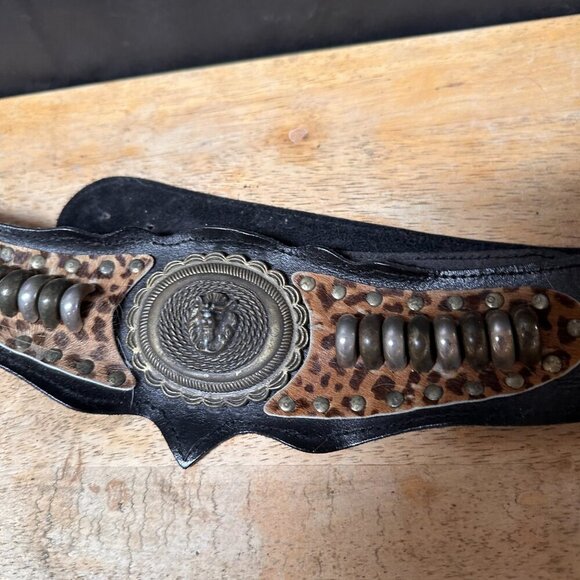 Lion Leather Leopard Skin Belt Corset Vintage Steampunk Gothic Rare main image 4
